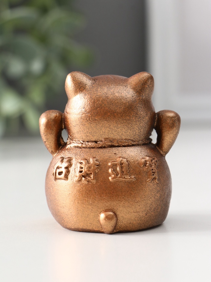 Фигурка гипс «Кот манэки-нэки», 5.5×5×5 см, бронза