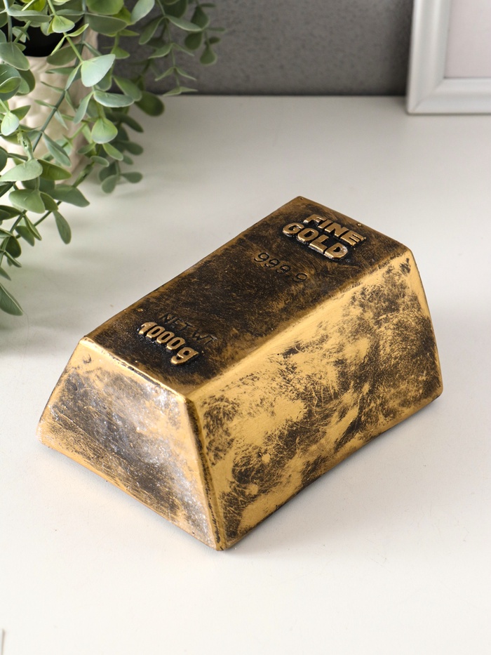 Копилка для денег «Золотой слиток», гипс, 16.5×11.5×8 см