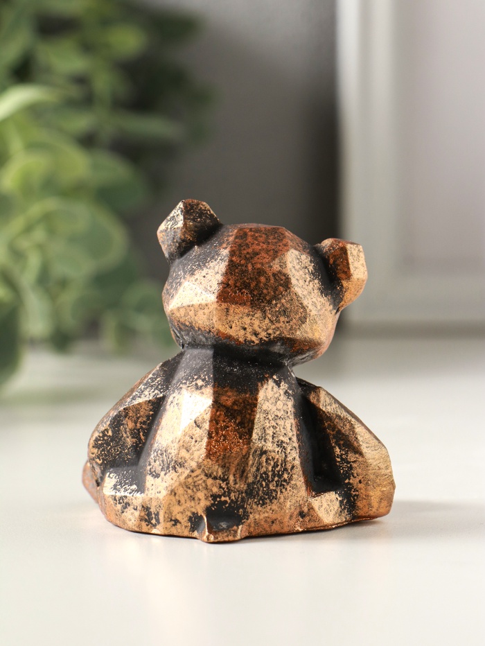 Фигурка гипс «Мишка геометрический», 6×6×5 см, винтажная бронза