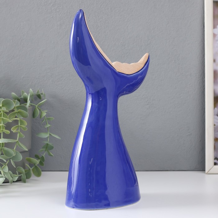 Фигурка керамика «Хвост кита», ярко-синий, 19.4×9.2×29 см
