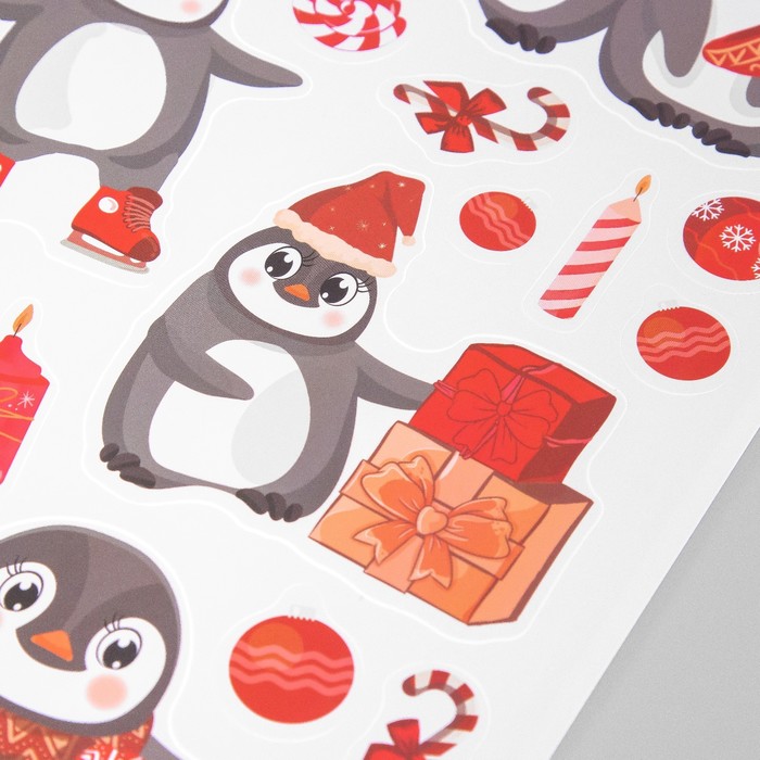 Наклейка интерьерная цветная «Пингвины и леденцы», 30×40 см