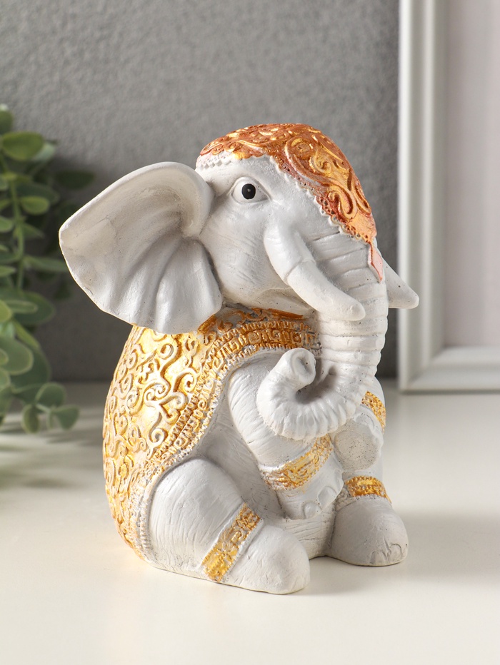 Фигурка гипс «Слон Индийский», 15×12×11 см, серый с росписью