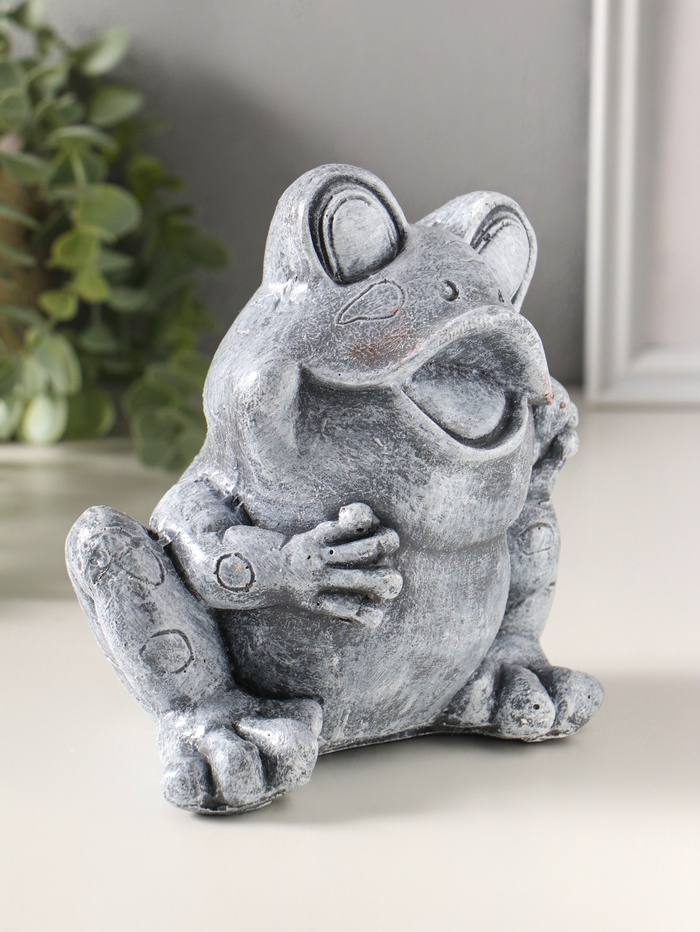 Копилка для денег полистоун «Лягушонок», 16 см, серый камень