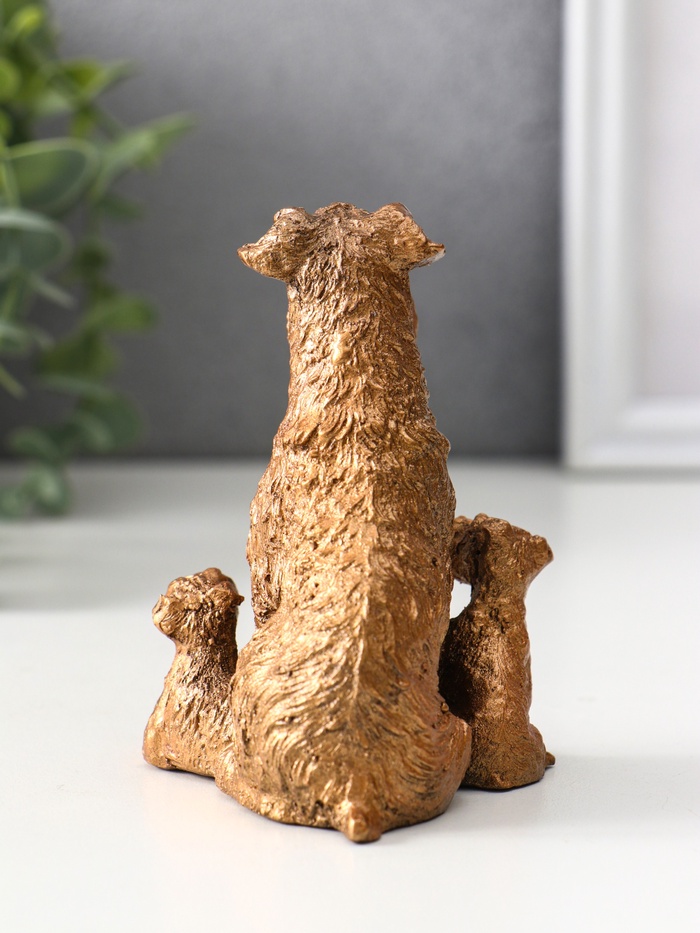Фигурка гипс «Терьер с щенками», 10×7×7.5 см, под бронзу