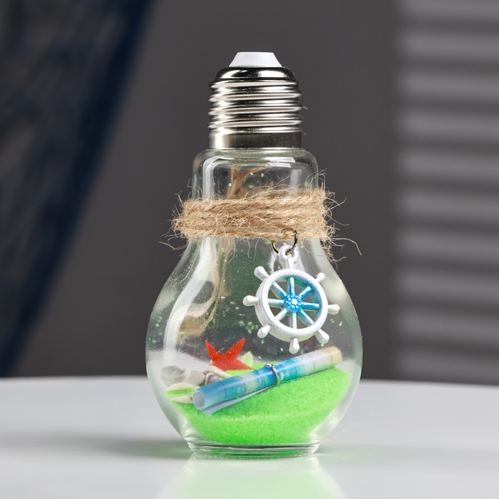 Фигурка «Сувенир в бутылке-лампочке. Ракушки», 11×6×6 см, МИКС