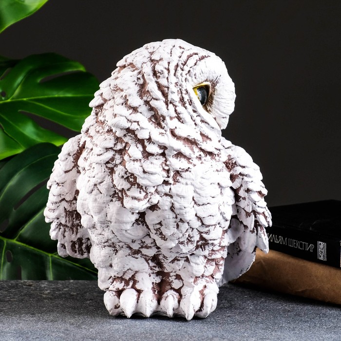 Фигурка гипс «Сова», 22×25×25 см, бело-коричневая