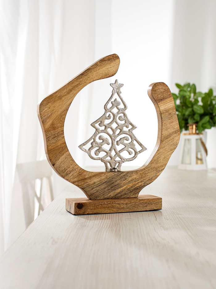 Сувенир интерьерный в деревянном кольце «Ёлочка», 25×8×28 см