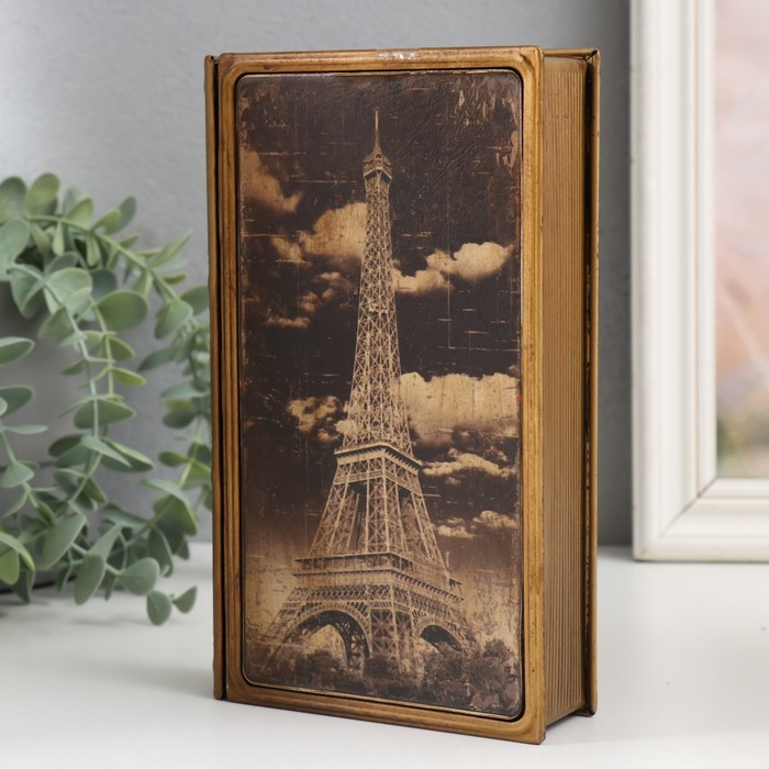 Шкатулка - книга «Эйфелева башня», металл, искусственная кожа, 20×12×4 см