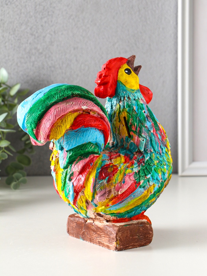 Копилка для денег «Петух», гипс, 21.5×19×11 см