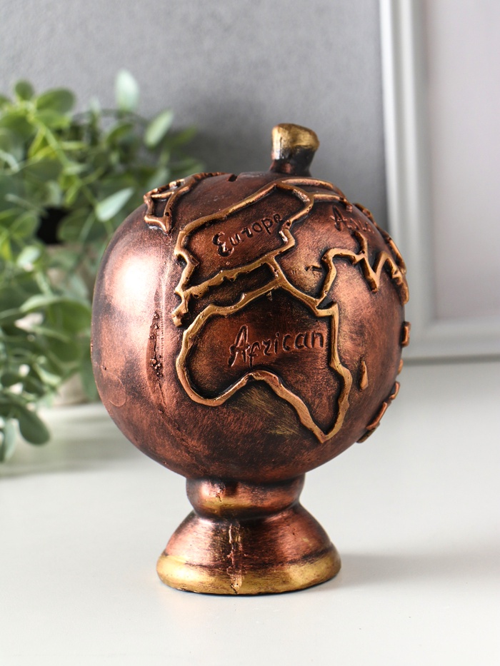 Копилка для денег «Глобус», 17×12×11.5 см, гипс под бронзу