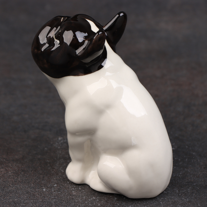 Фигурка фарфоровая «Французский Бульдог», бело-чёрный, 8 см, авторская роспись