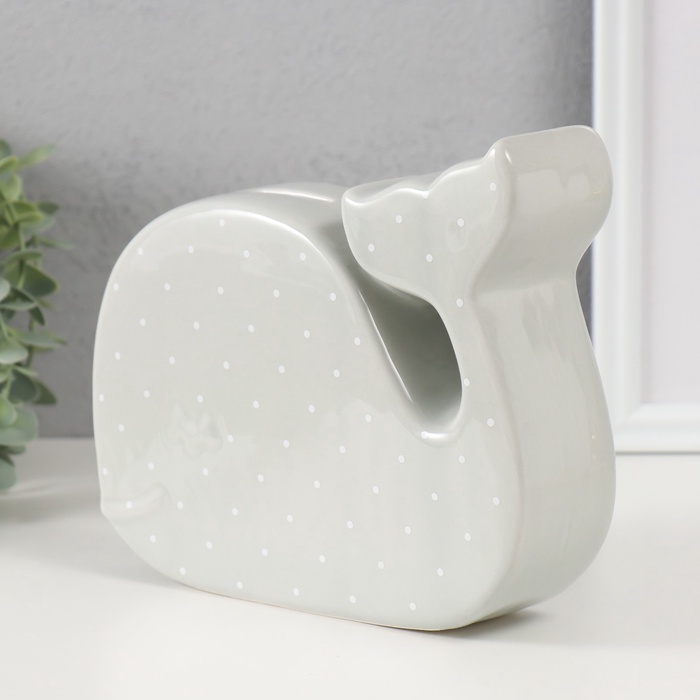 Копилка для денег «Китёнок в горох», керамика, серый, 21.5×5.2×18.2 см