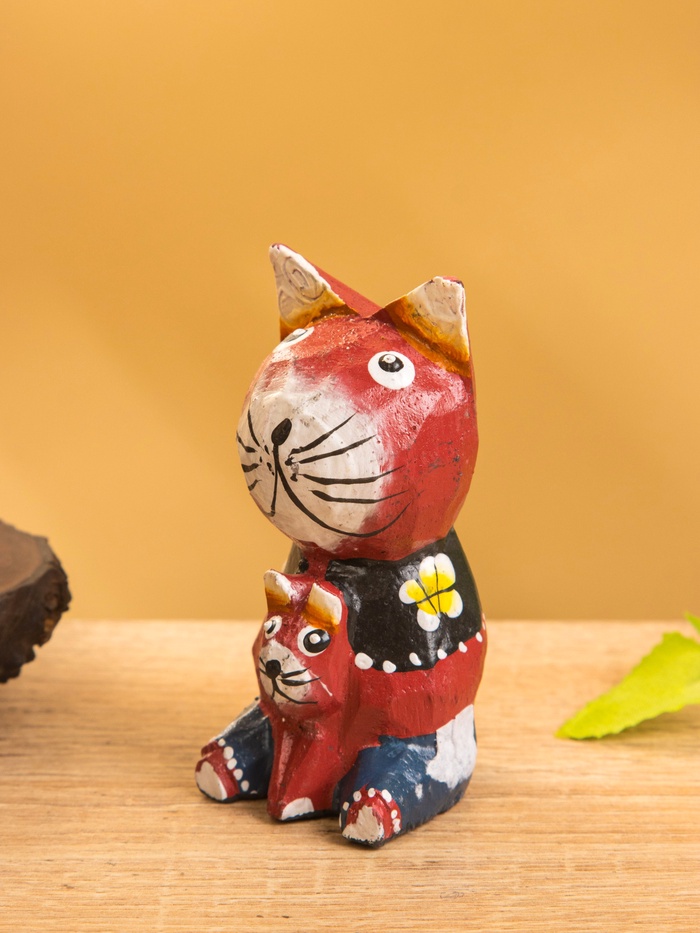 Сувенир интерьерный «Котики», 5×5×8 см, дерево, бордовый