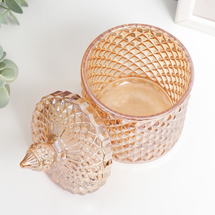 Шкатулка для украшений «Ромбы и купол», стекло, карамель 14×8.2×8.2 см