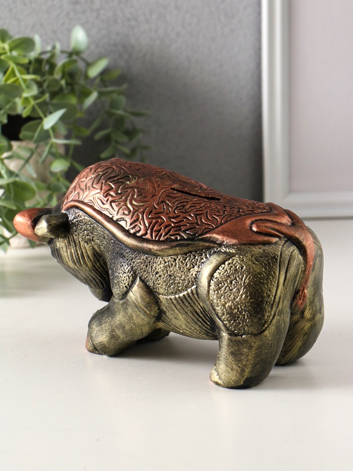 Копилка для денег «Бык», гипс, 12×18.5×9.5 см, золото