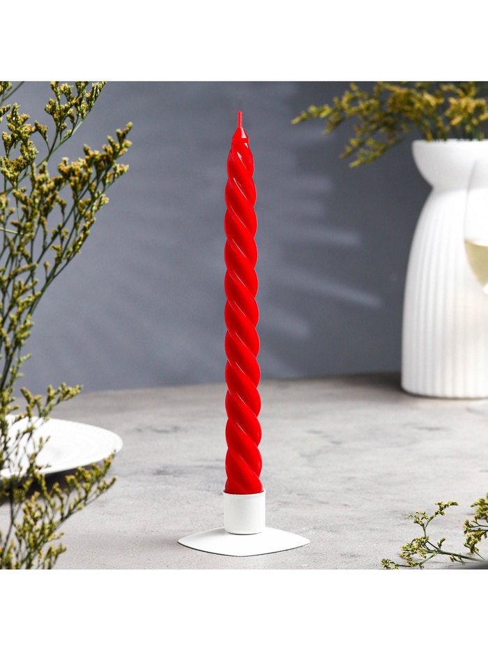 Свеча витая, 2.3×24.5 см, 5 ч, 50 г, красная