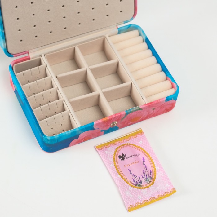 Шкатулка для украшений «Девушка с розовым пионом», искусственная кожа, 11×16×5.5 см