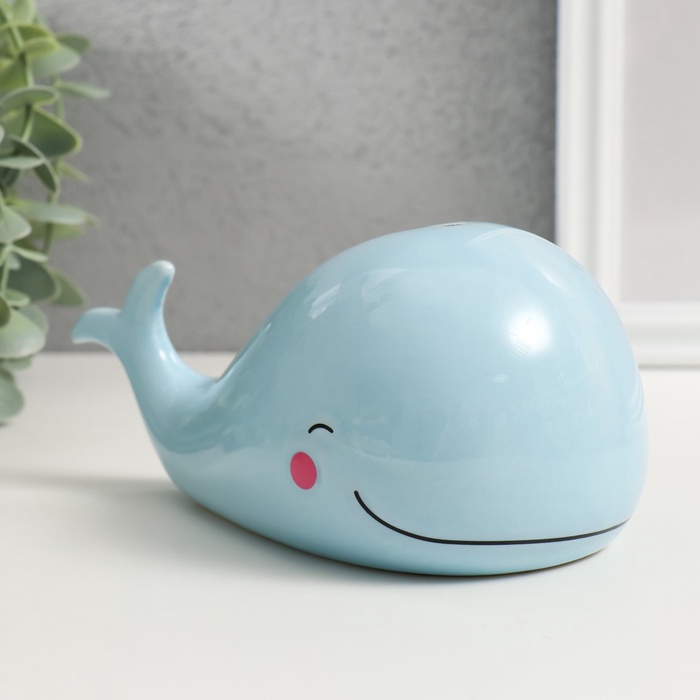 Копилка для денег «Голубой китёнок», керамика, 16.7×9.9×9.1 см
