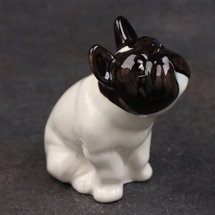 Фигурка фарфоровая «Французский Бульдог», бело-чёрный, 8 см, авторская роспись