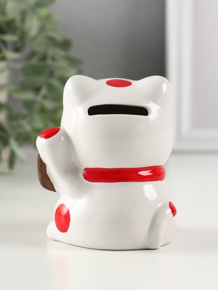 Копилка для денег «Манэки-нэко - иероглиф удача», розовый, 7.2×8.3×10 см