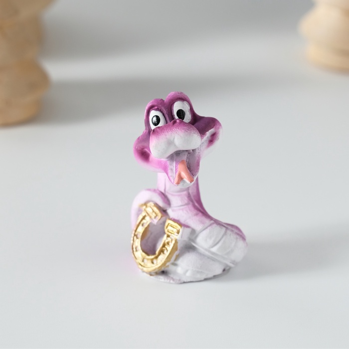 Фигурка полистоун «Змейка с подковой», 2.5×2.5×4 см, МИКС