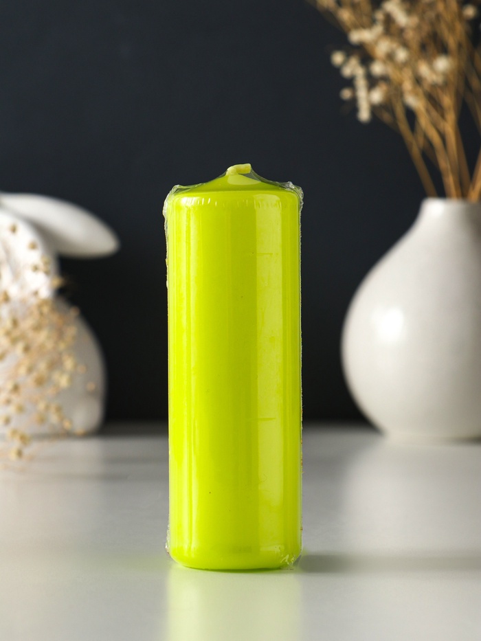 Свеча - цилиндр, 4×12 см, 15 ч, фисташковая