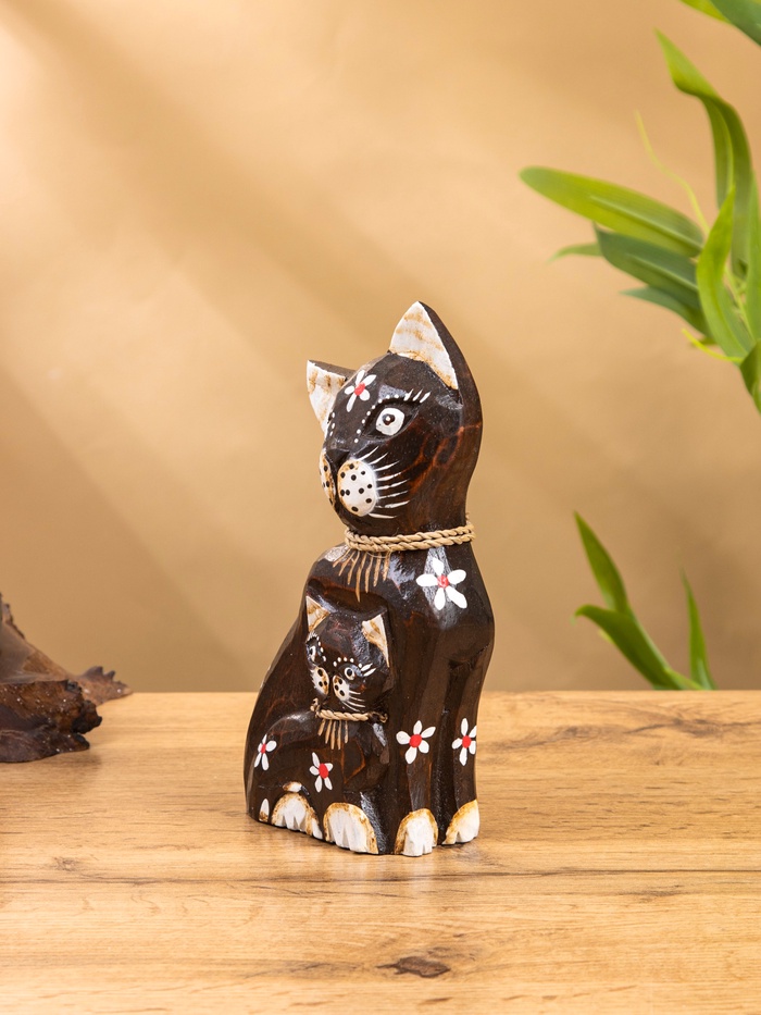 Сувенир «Кошка с котенком», 4.5×8×20 см, дерево