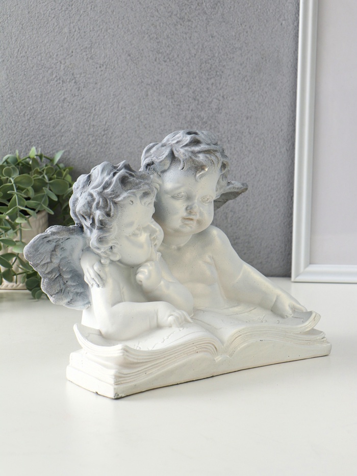 Фигура гипс «Два ангела с книгой», 26×21.5×17 см, антик