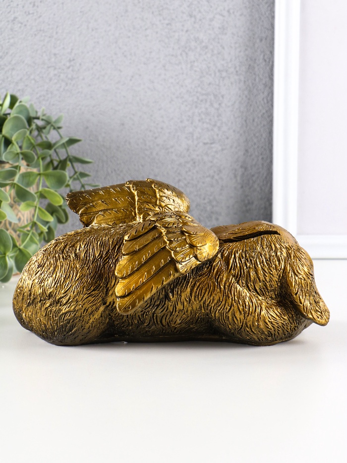 Копилка для денег «Собака ангел», гипс, 11×21×12 см, цв. бронза