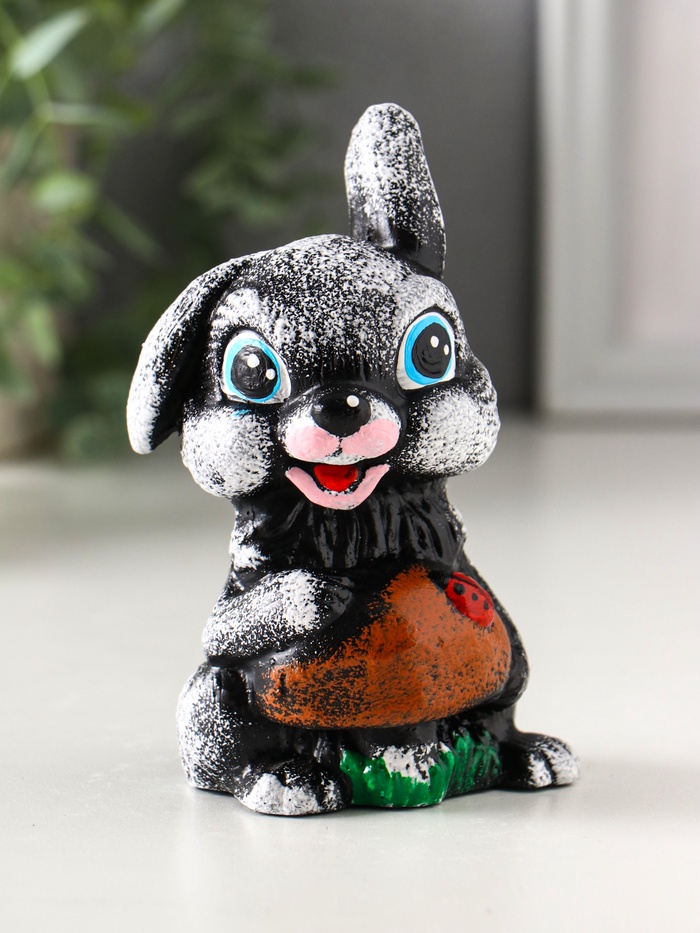 Фигурка гипс «Зайчонок с грибком», 12×8×7 см