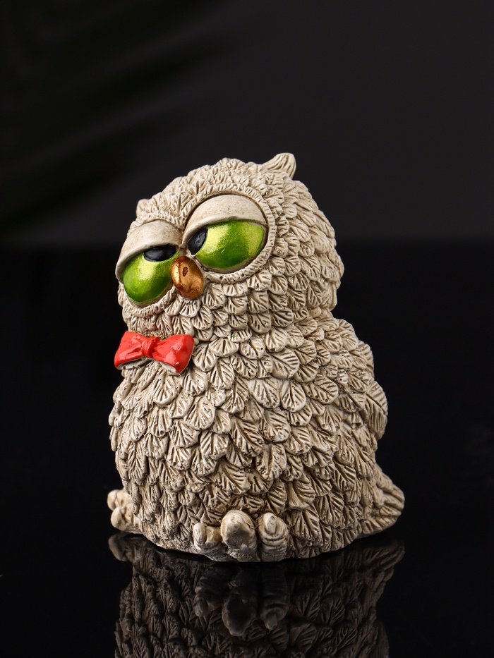 Фигурка гипс «Филин с бантом», 8×6×6.5 см, бежевый