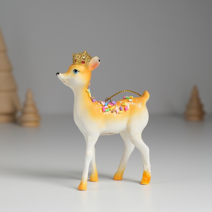 Фигурка - подвеска «Олень в короне, с посыпкой», ёлочная игрушка, 7.5×3.5×10.5 см