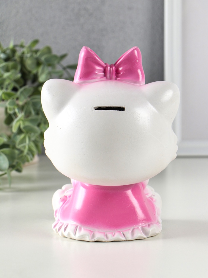 Копилка для денег «Киска с бантом розовым», гипс, 17.5×12.5×11.5 см