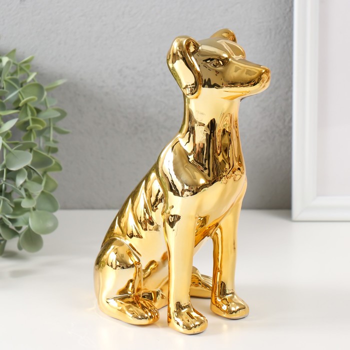 Копилка для денег «Пёсик золотой», керамика, 11.5×9.5×20.5 см