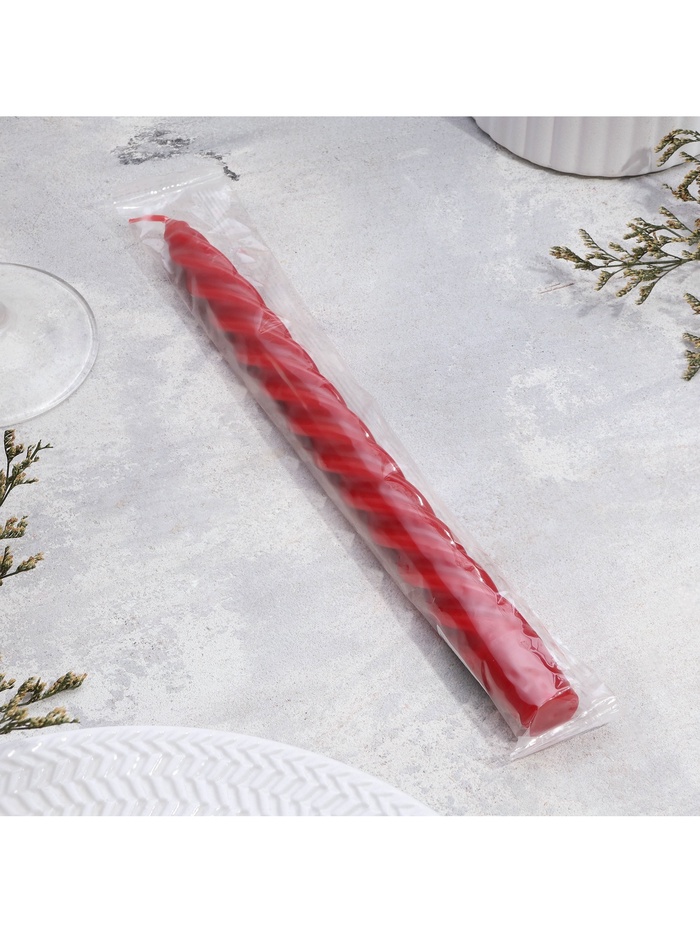 Свеча витая, 2.3×24.5 см, 5 ч, 50 г, красная