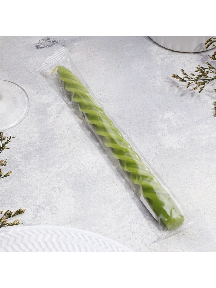 Свеча витая, 2.3×24.5 см, 5 ч, 50 г, оливковая