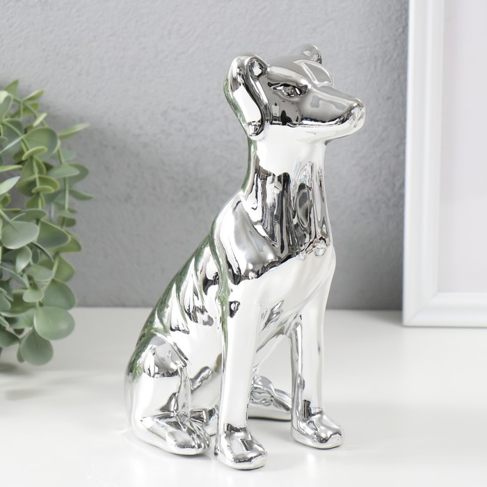 Копилка для денег «Пёсик серебристый», керамика, 11.5×9.5×20.5 см