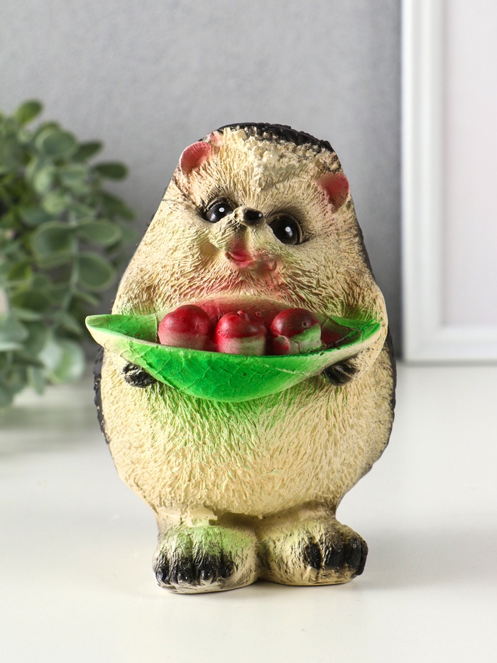 Копилка для денег «Ежик с ягодами», гипс, 14.5×10×11.5 см