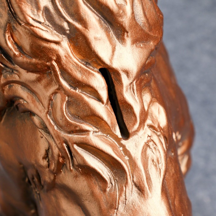 Копилка для денег «Лев сидит», гипс, малый, бронза, 26×12×25 см