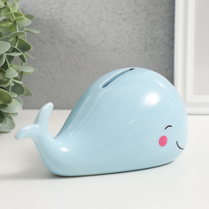 Копилка для денег «Голубой китёнок», керамика, 16.7×9.9×9.1 см