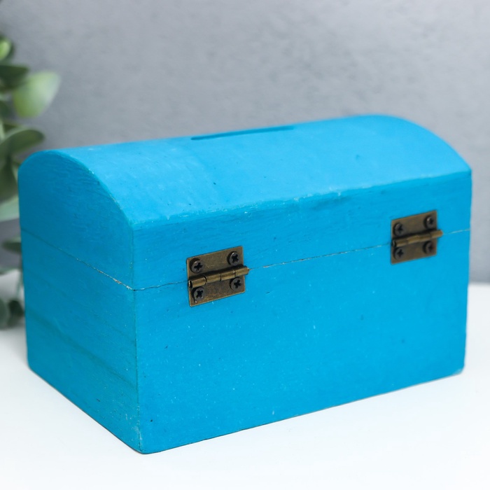 УЦЕНКА Шкатулка для украшений дерево «Сундучок», синяя, 8×8×12 см