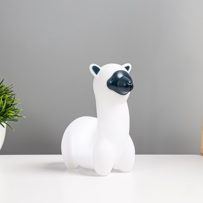 Фигурка светящаяся RISALUX «Альпака», LED-ночник, 3×LR44, белый-чёрный, 6×6×10 см