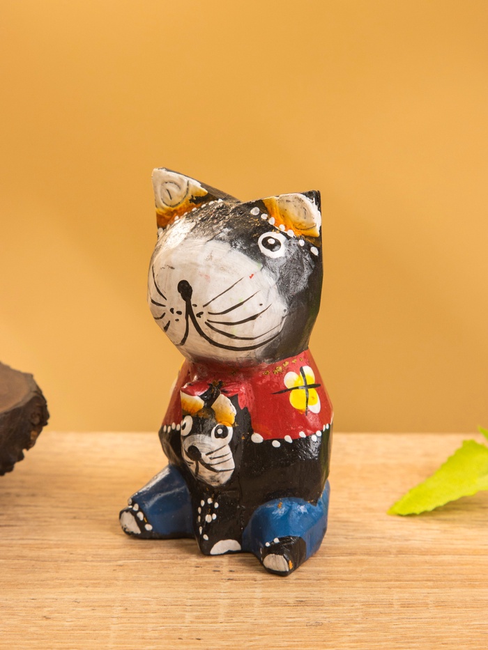 Сувенир интерьерный «Котики», 5×5×8 см, дерево, чёрный