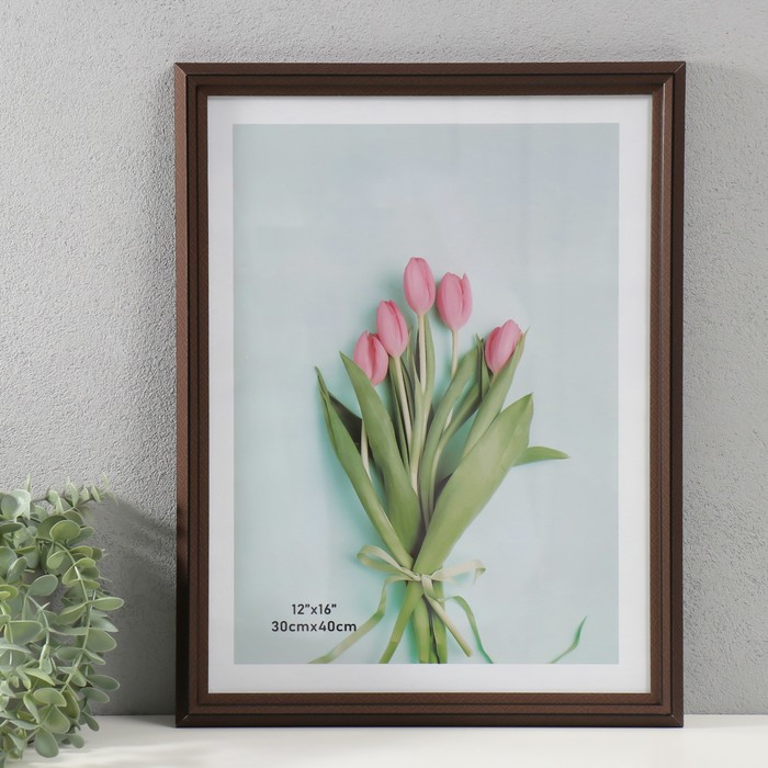 Фоторамка для фото 30×40 см «Лестница с ромбами», пластик, шоколад, 2×33×43 см