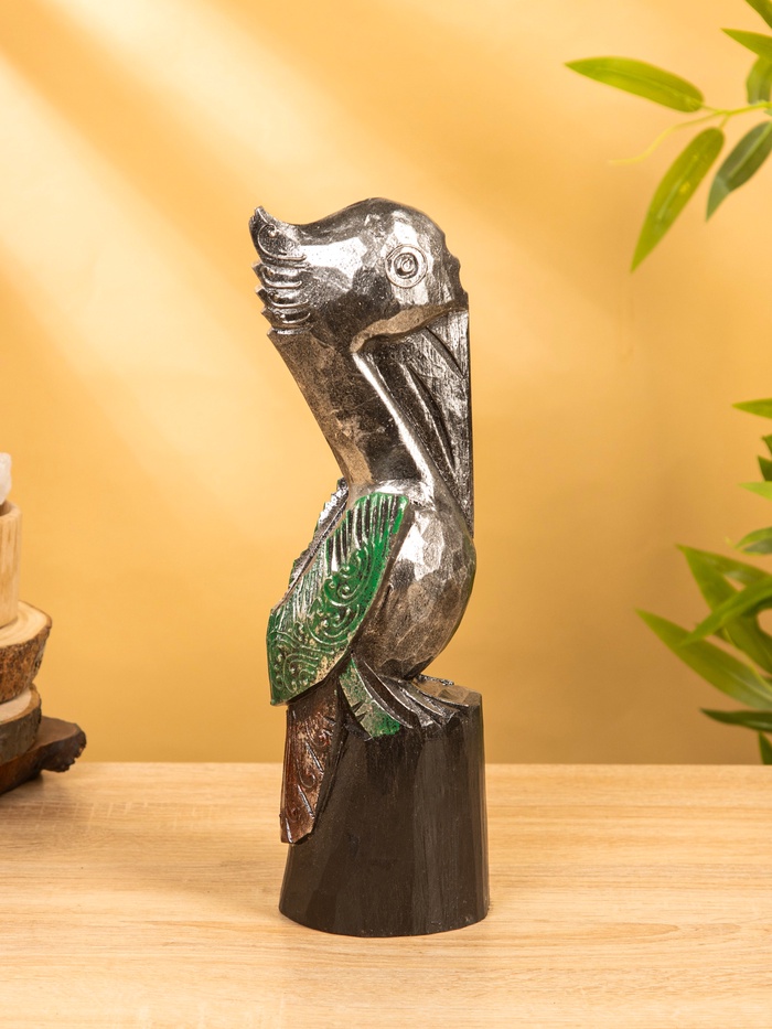 Сувенир интерьерный «Пеликан», 10×10×33 см, дерево, серебристый