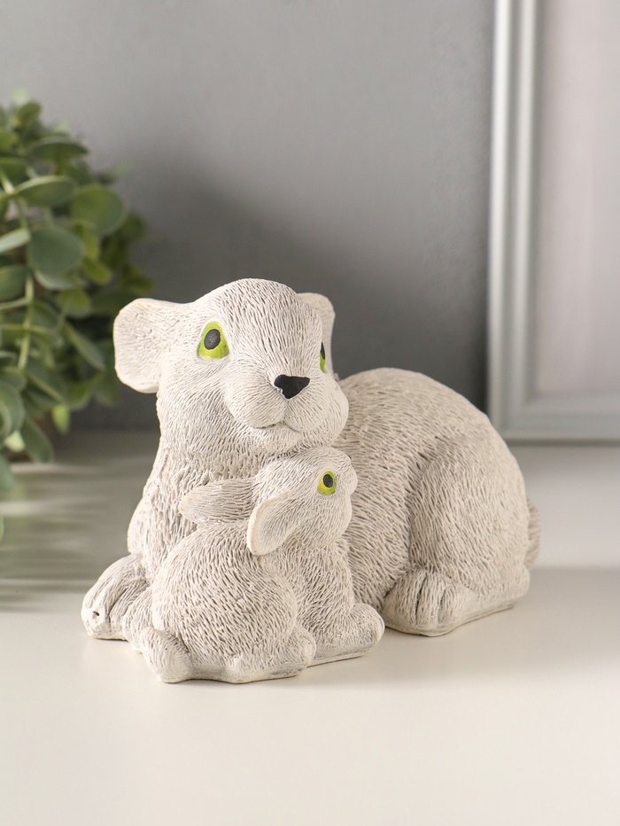 Фигурка гипс «Кролики пасхальные», 10×10×18 см, серый