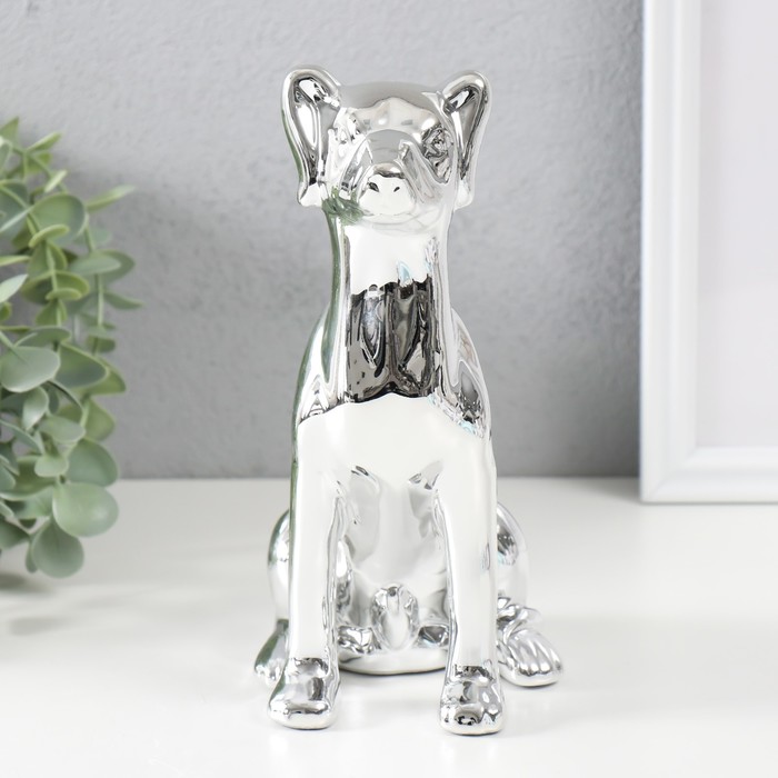 Копилка для денег «Пёсик серебристый», керамика, 11.5×9.5×20.5 см