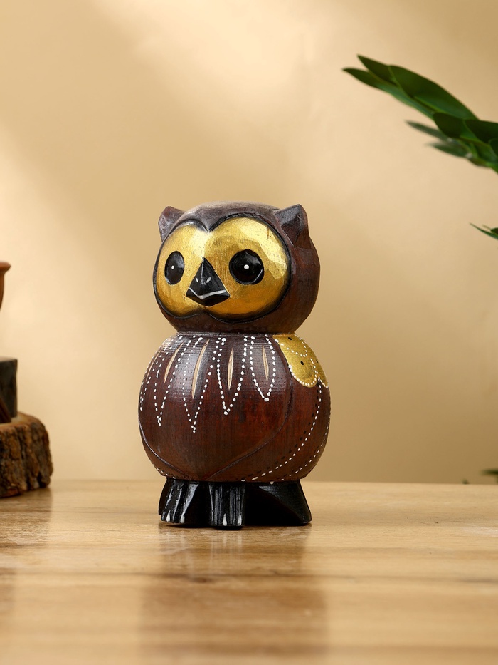 Набор сувенирный «Совята», h=14 см, h=12 см, h=10 см, дерево, коричневый