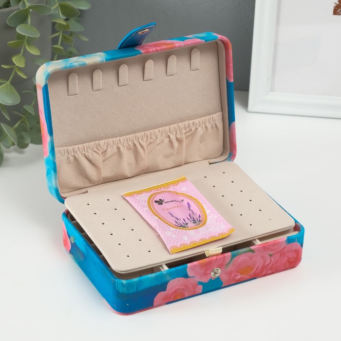 Шкатулка для украшений «Девушка с розовым пионом», искусственная кожа, 11×16×5.5 см