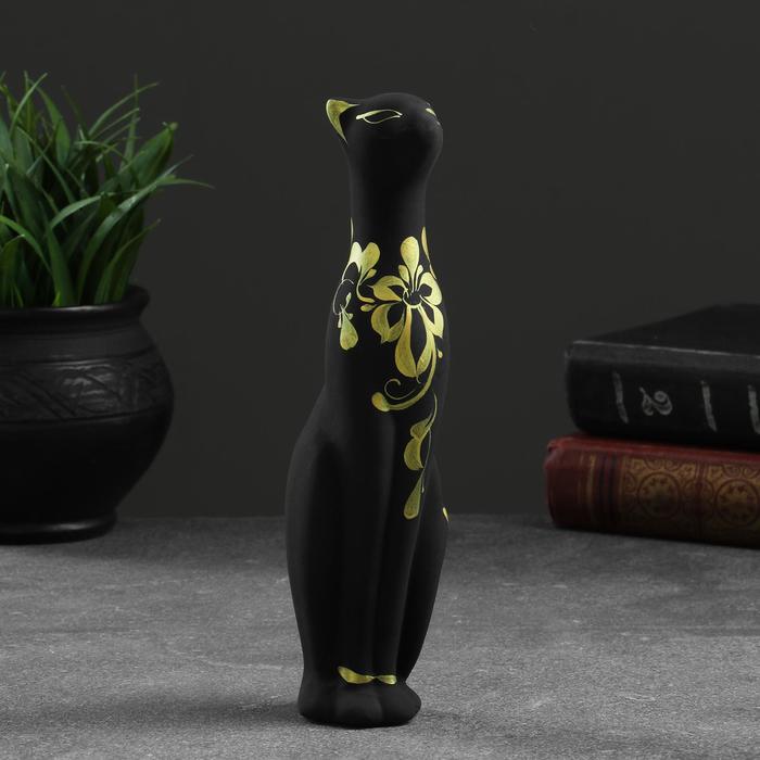 Фигурка керамика «Кошка Багира прямая», чёрный, 6×6×21 см